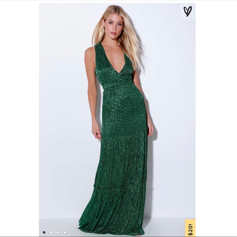 Lulus green sparkle maxi dress